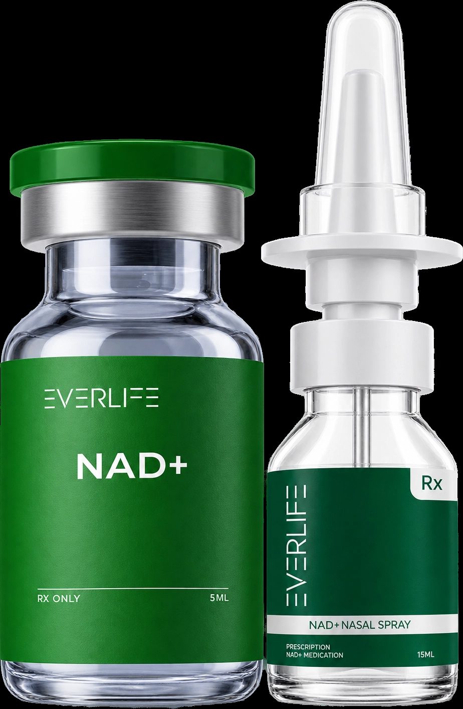 Everlife NAD+ injection vial and nasal spray